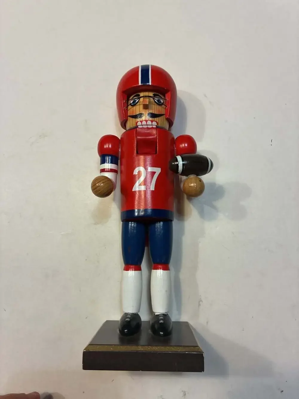 Vintage Style Wooden Football Player Nutcracker with Number 27 Jersey